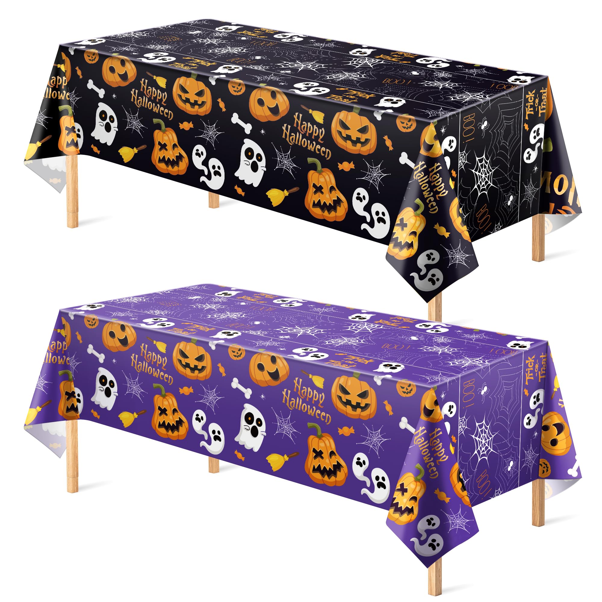 HASTHIP® Halloween Decorations Table Runner - 2Pcs 130x200cm Tablecloth 4 to 6 Seaters Tablecloth Cover Halloween Party Decorations Favors Supplies for Table Decor HASTHIP® Halloween Decorations Table Runner - 2Pcs 130x200cm Tablecloth 4 to 6 Seaters Tablecloth Cover Halloween Party Decorations Favors Supplies for Table Decor